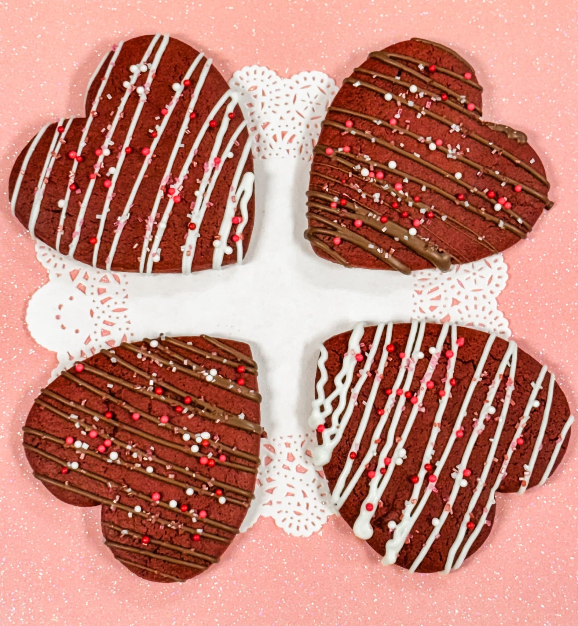 Heart-shaped baked treats with icing